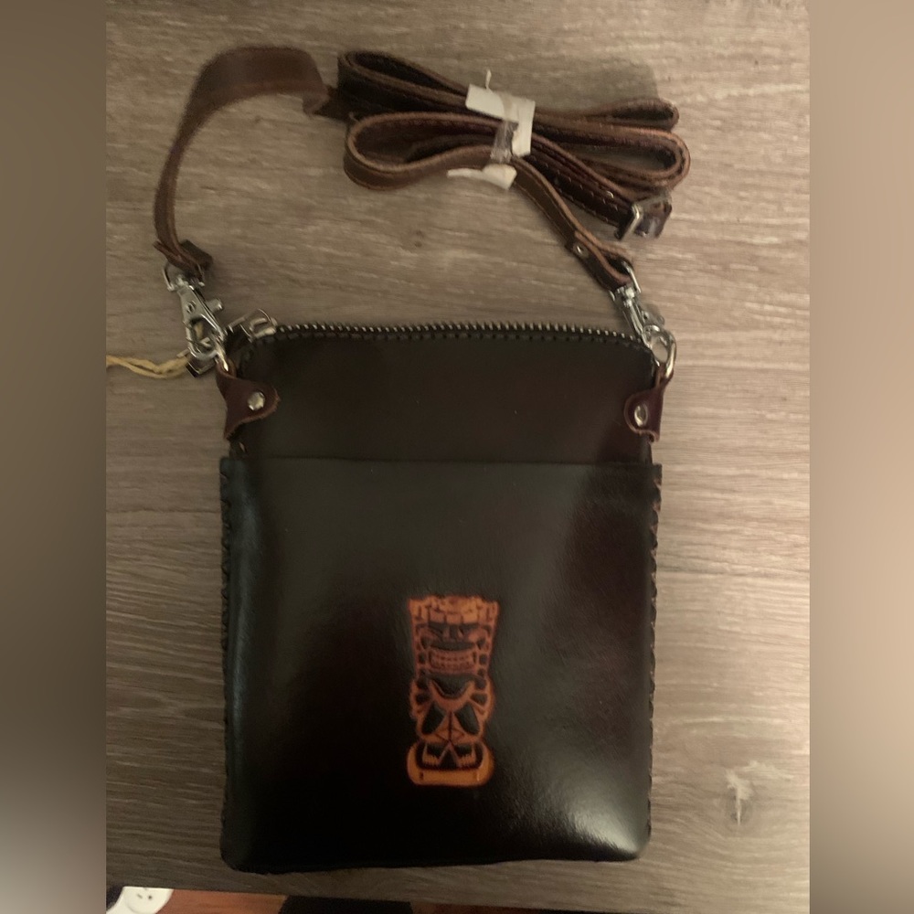 Brown leather cross body bag